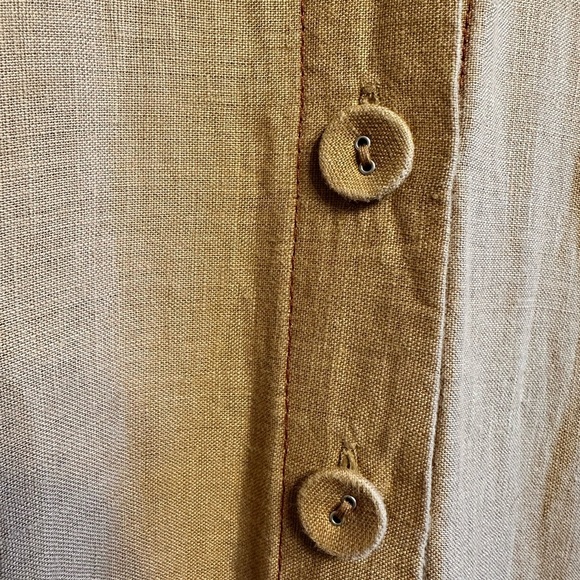 Linen, midi length, shirt dress with embroidered crane. Size XL - Picture 8 of 10